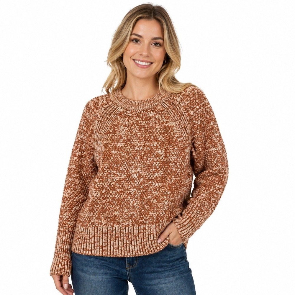 Universal Thread Sweater Large Womens Rust Orange Cream Basketweave Knit